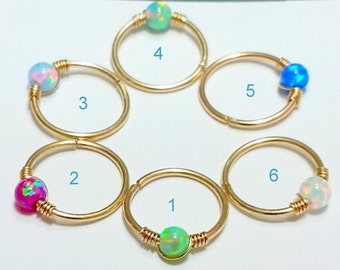 Opal Tragus Ring - Gold Filled Tragus Ring -Opal Tragus Hoop - 16-22 Gauge - 6-9mm Diameter - Tragus - Gold Tragus Piercing - Tragus Jewelry
