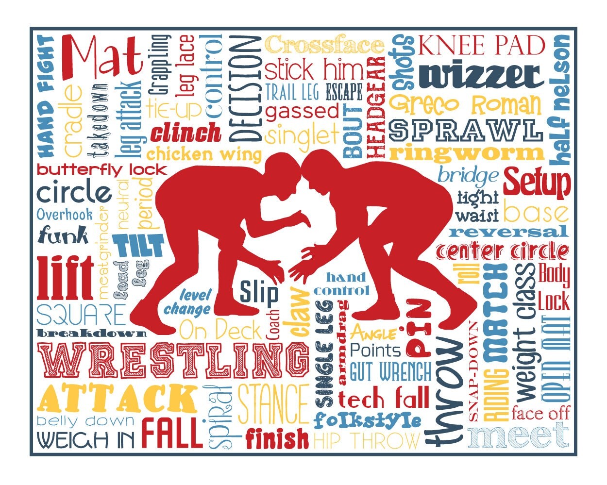 Wrestling / Word Art Typography / Wall Art / Home Decor