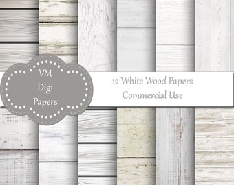 White Wood Digital Paper with different wood textures.