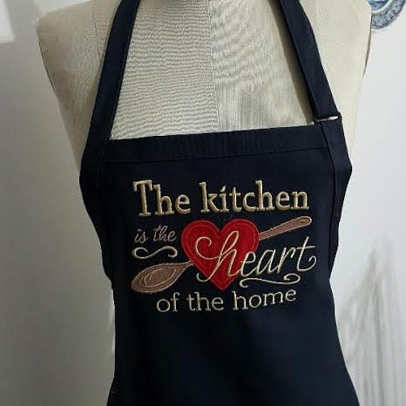 Mothers day gift Apron navy apron with gold and red