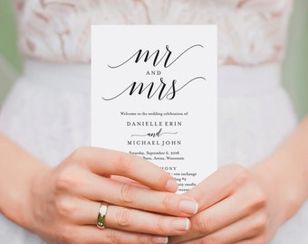 Wedding Program Template, Wedding Program Printable, Ceremony Printable Template, Editable Program, PDF Instant Download #BPB310_3