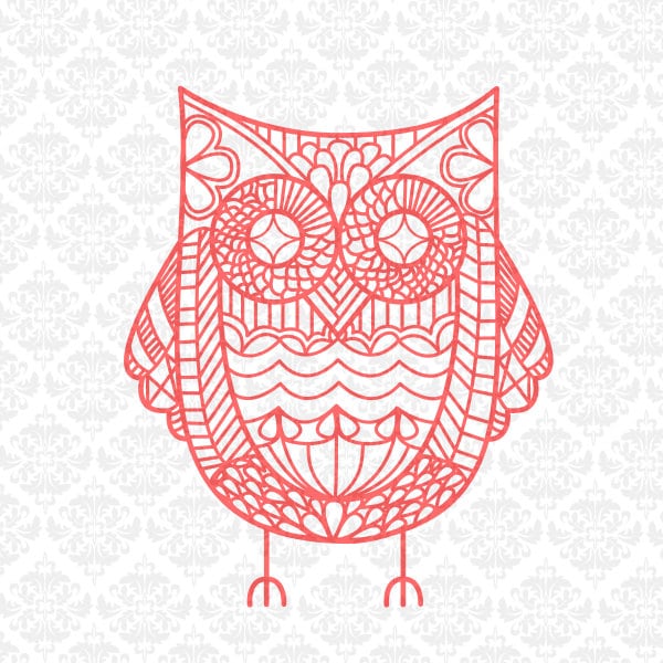 Download Owl Zentangle Animal Filigree Mandala Intricate SVG DXF Ai Eps PNG Scalable Vector Instant ...