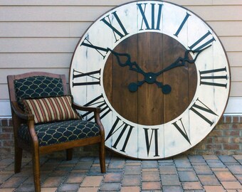 Oversized Wall Clock, Giant Wall Clock, Large Wall Clock, Farmhouse Clock, Rustic Wall Clock, 6 foot clock, Wedding gift,