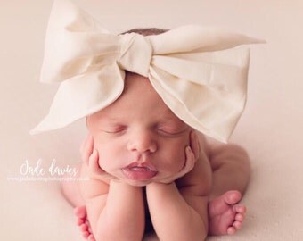 LINEN Gorgeous Wrap- headwrap; fabric head wrap; ivory head wrap; boho; newborn headband; baby headband; toddler headband
