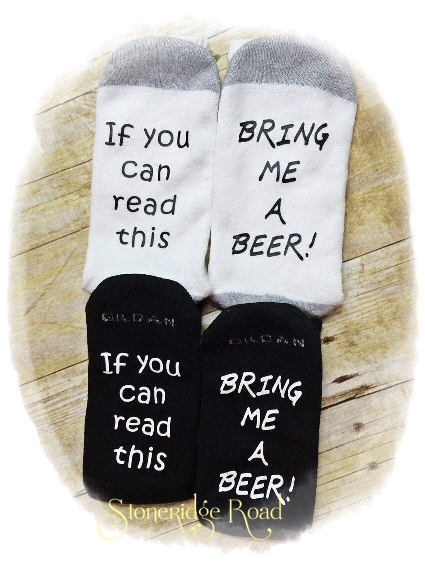 BEER Socks Men's funny socks in white gray or by StoneridgeRoad