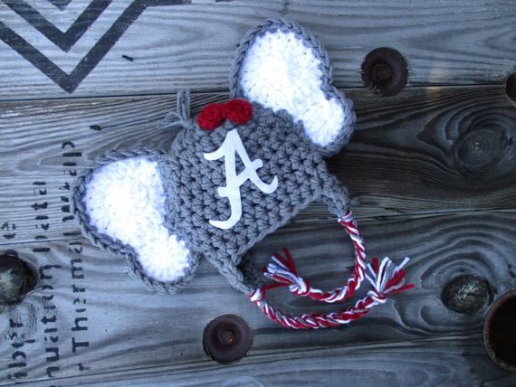 Crochet Baby Elephant Hat Alabama Crimson Tide Baby by Etvy