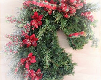 Horse head wreath. Artificial Horse Christmas wreath for barn or home. Makes a great gift! Handcrafted and Unique! Coupon code: Blackfriday