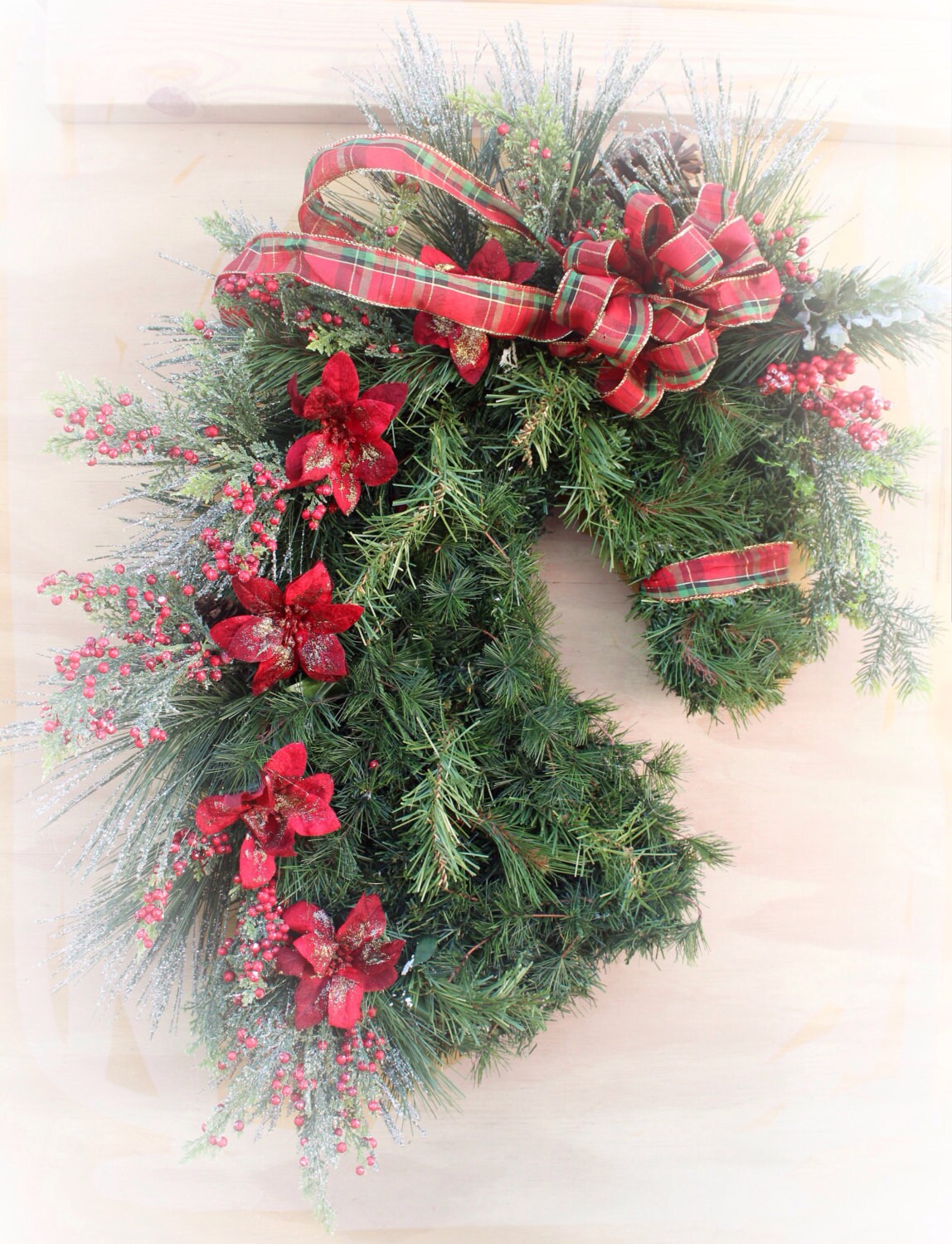 Horse head wreath. Artificial Horse Christmas wreath for barn