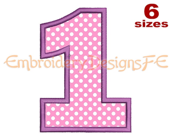 Number 1 Applique 6 Sizes Machine by EmbroideryDesignsFE on Etsy