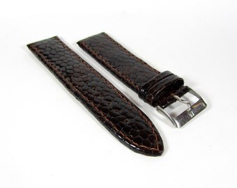Brown leather watch band personalized Gold buckle watch strap