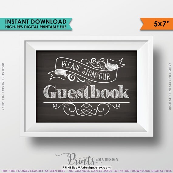Please Sign Our Guestbook Wedding Chalkboard by PRINTSbyMAdesign