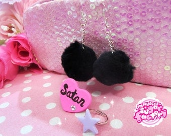 Cute Pastel Goth Pompon Jewelry Set