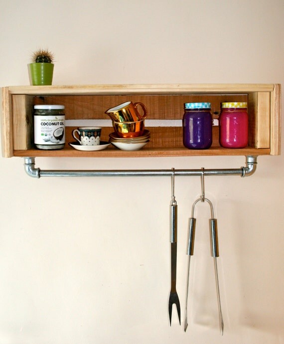 Kitchen Shelf Storage Hanging Steel Rail Unit Wall Display