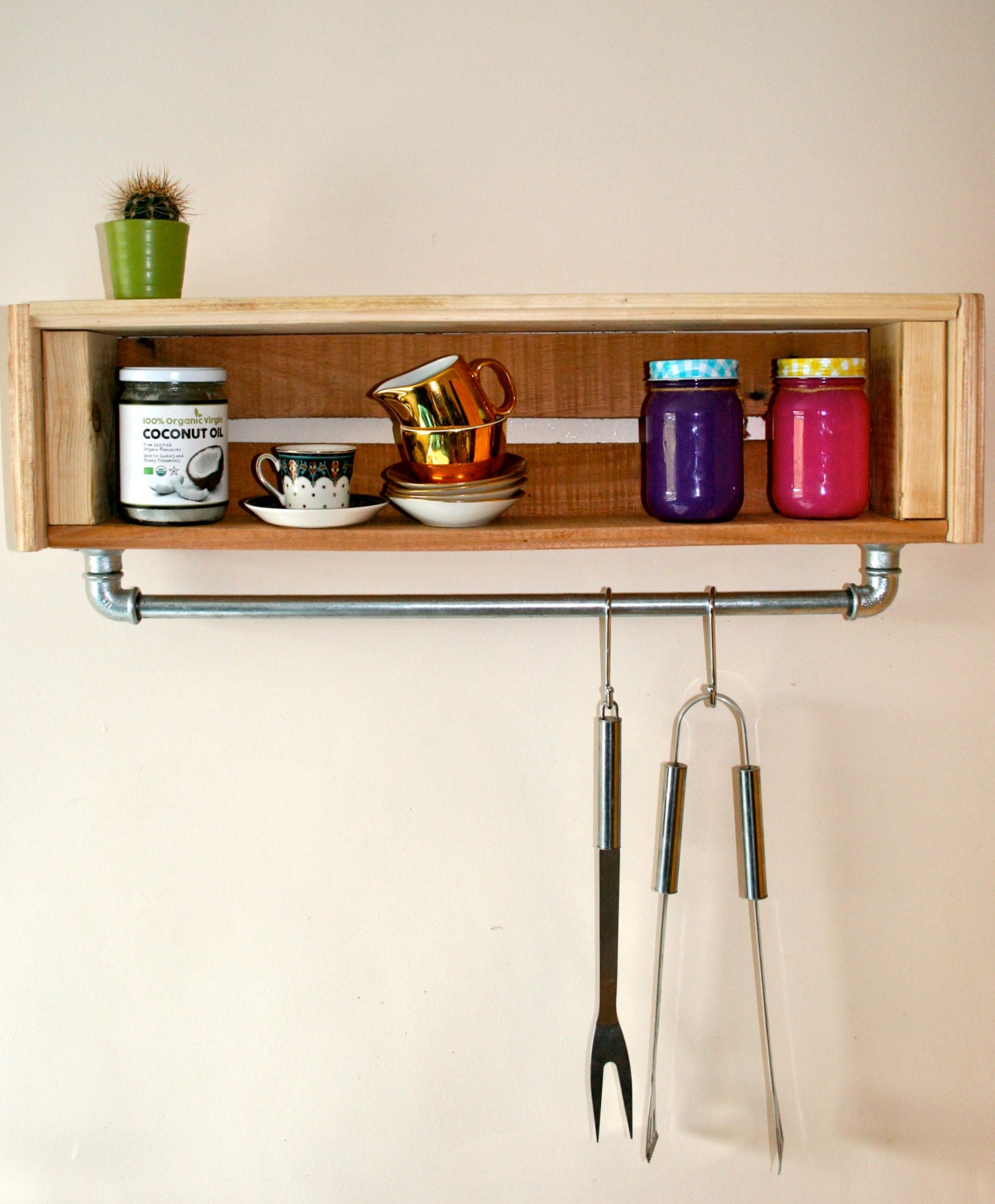 Kitchen Shelf Storage Hanging Steel Rail Unit Wall Display