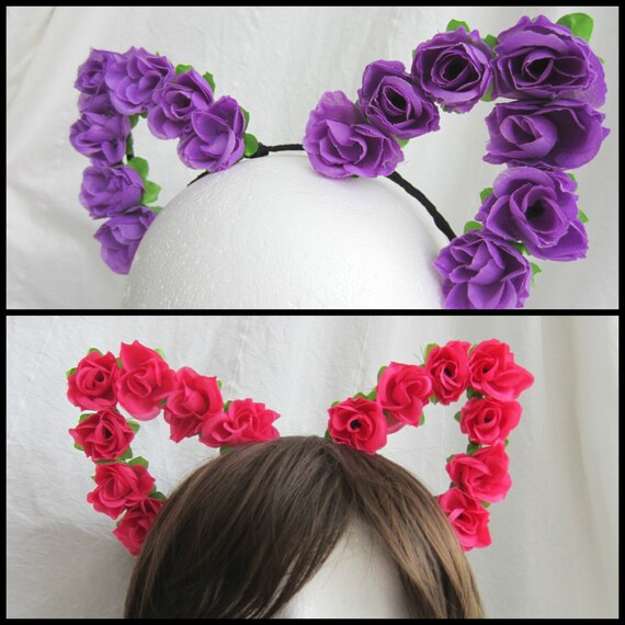 Cat Ears Headband Flower Cat Ears Rose Cat Ears Floral