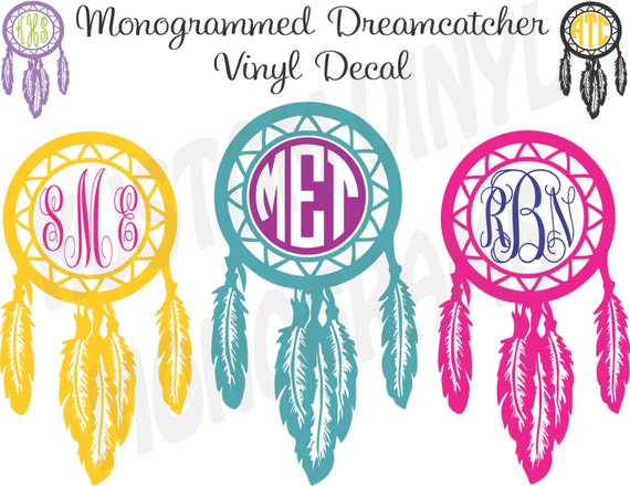 Download Monogrammed Dreamcatcher Vinyl Decal / Personalized Car Decal