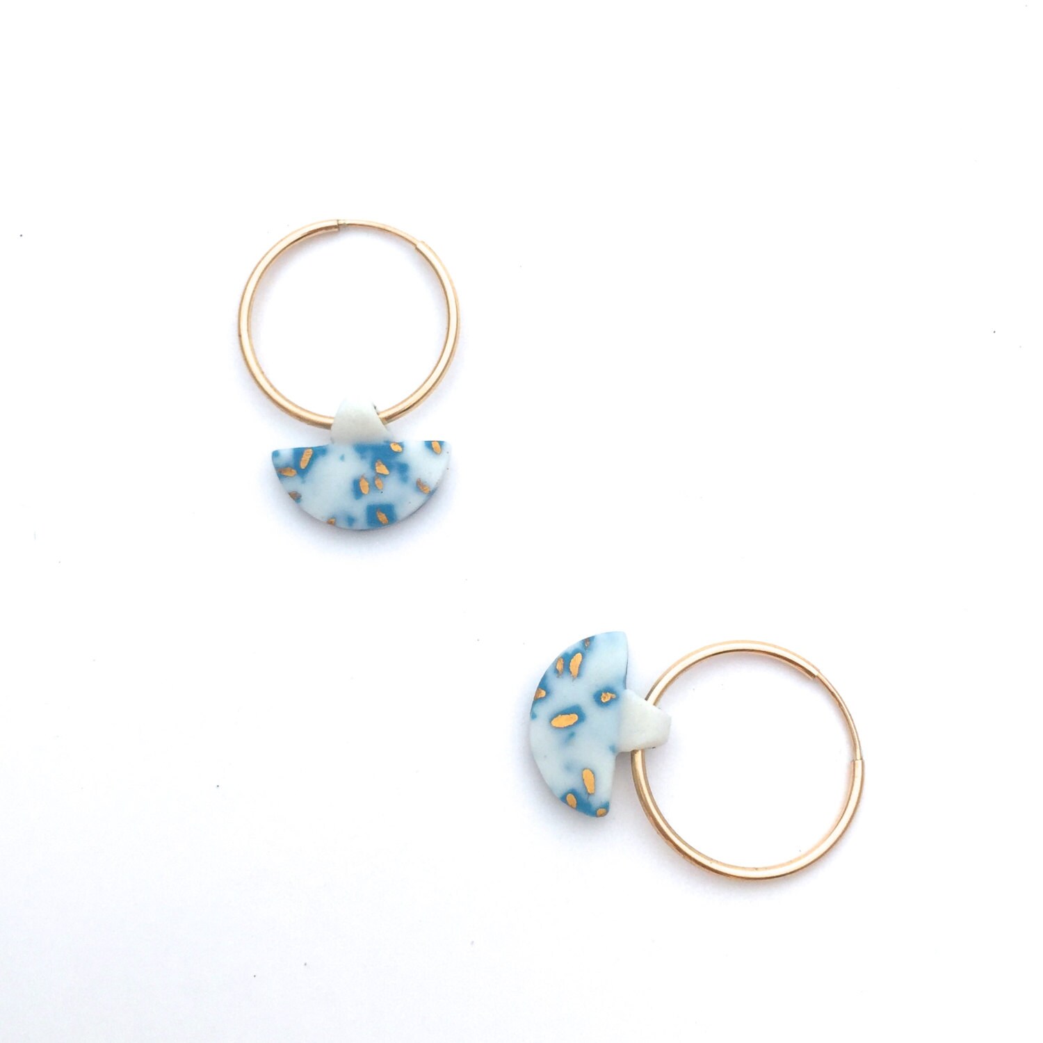 Dainty gold hoop earrings Porcelain ceramic jewelry gold