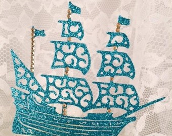 Pirate Cake Topper - Pirate Ship Party Decorations - Pirate Party Decor - Pirate Party Centerpiece - Pirate Birthday Party Cake topper