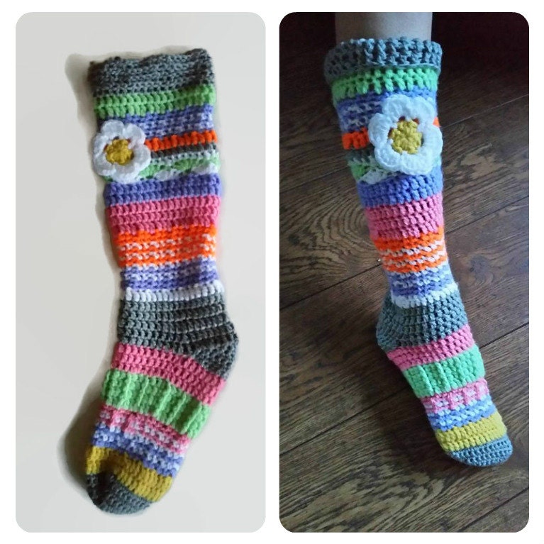 Crochet slipper knee sock slippersock slipper boots