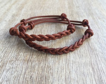 Couples Bracelet, Leather Bracelets, His and her Bracelet, Brown Leather Matching Bracelets LC001130
