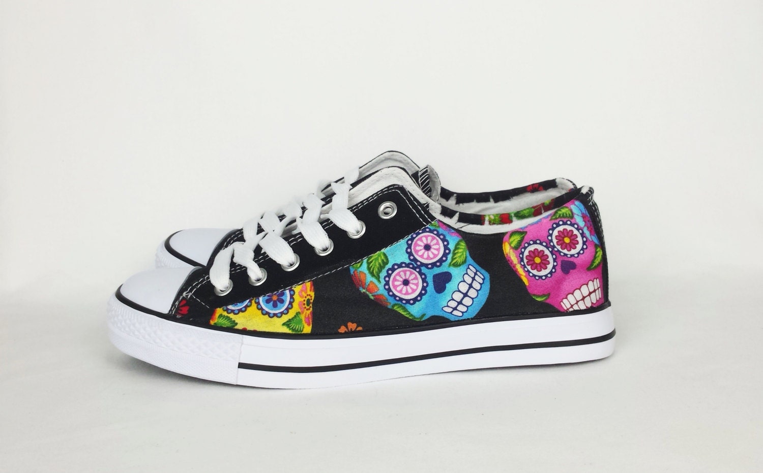 Candy Skull Shoes skull shoes Custom Converse style pumps