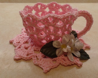 Easy Crochet tea cup pattern DIGITAL DOWNLOAD ONLY