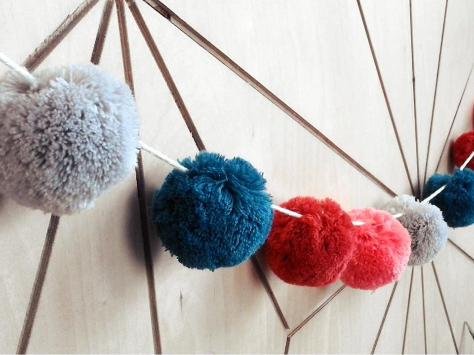 Pompom Garland Pom pom Garland Colorful Pom poms Birthday