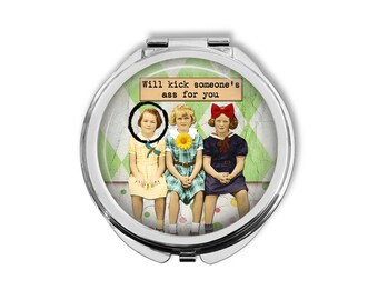 Funny Pocket Mirror, Compact Mirror, Purse Mirror, Pocket Mirror, Gift for Her, Gift for Friend