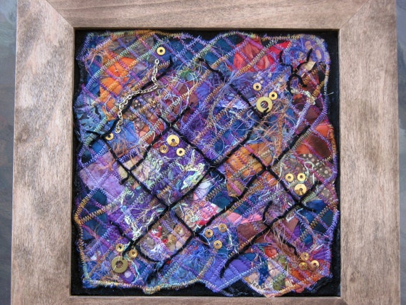 Mixed Media Art Quilt Purple Abstract by UniquelyJenCreations