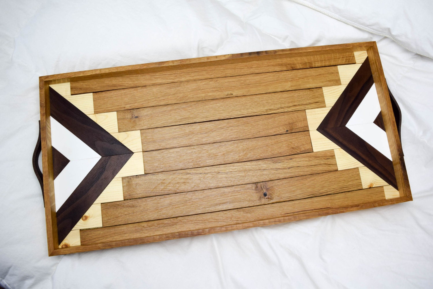 Wood Tray with Leather Handles Modern by RoamingRootsWoodwork