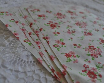 Large, Floral bag, pink flowers, paper bags, Junk Journal, Journal supply.