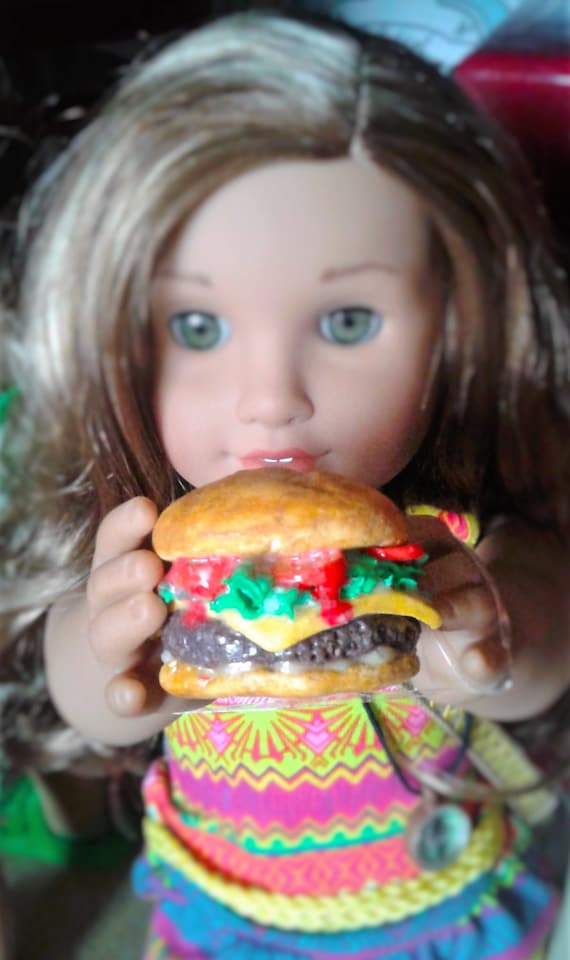 Cheeseburger for American Girl 18" Dolls, American Girl Doll Food, Food for American Girl, Doll Food, Food for Dolls