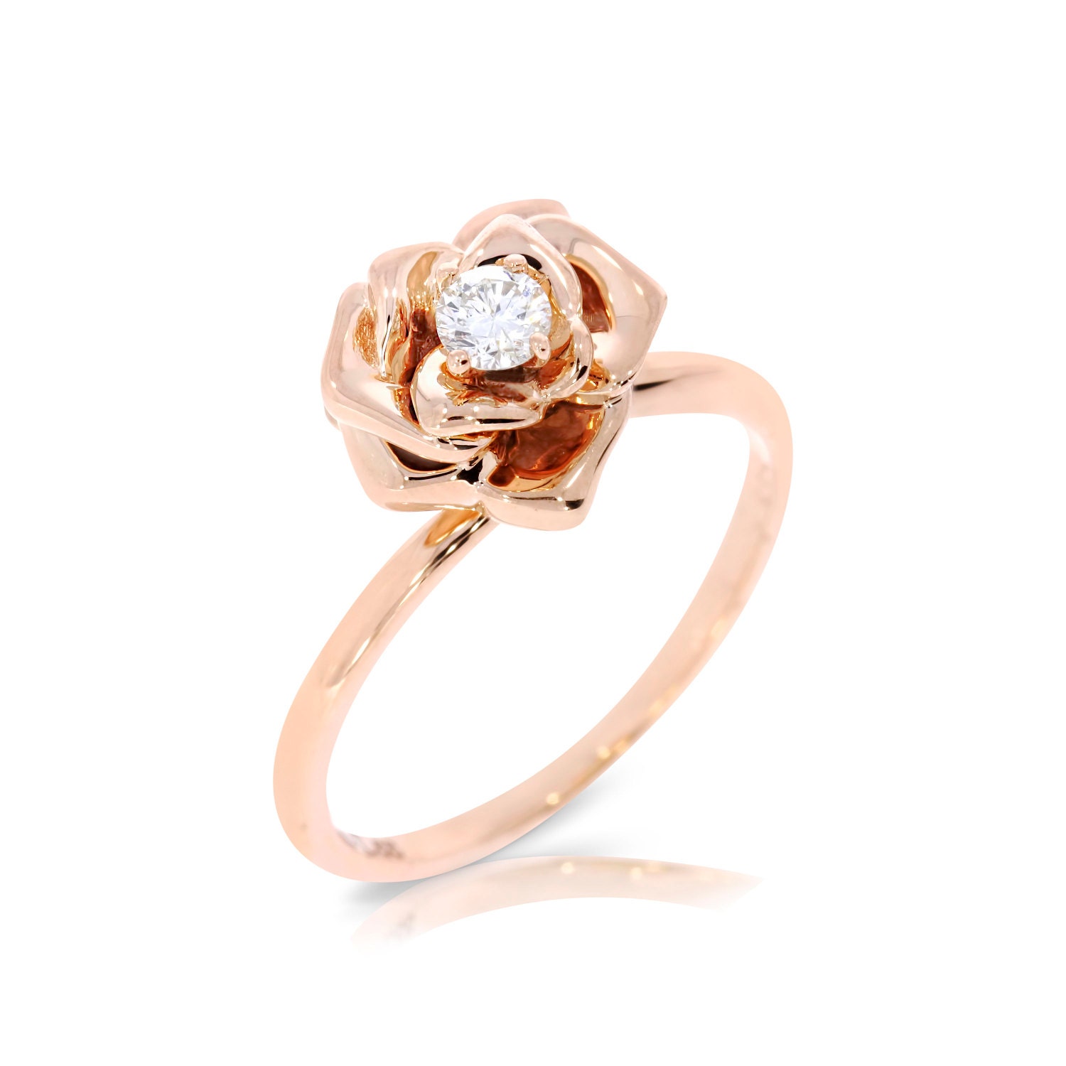 Flower Engagement Ring Rose Ring Flower Ring Rose Gold by ybsoulj