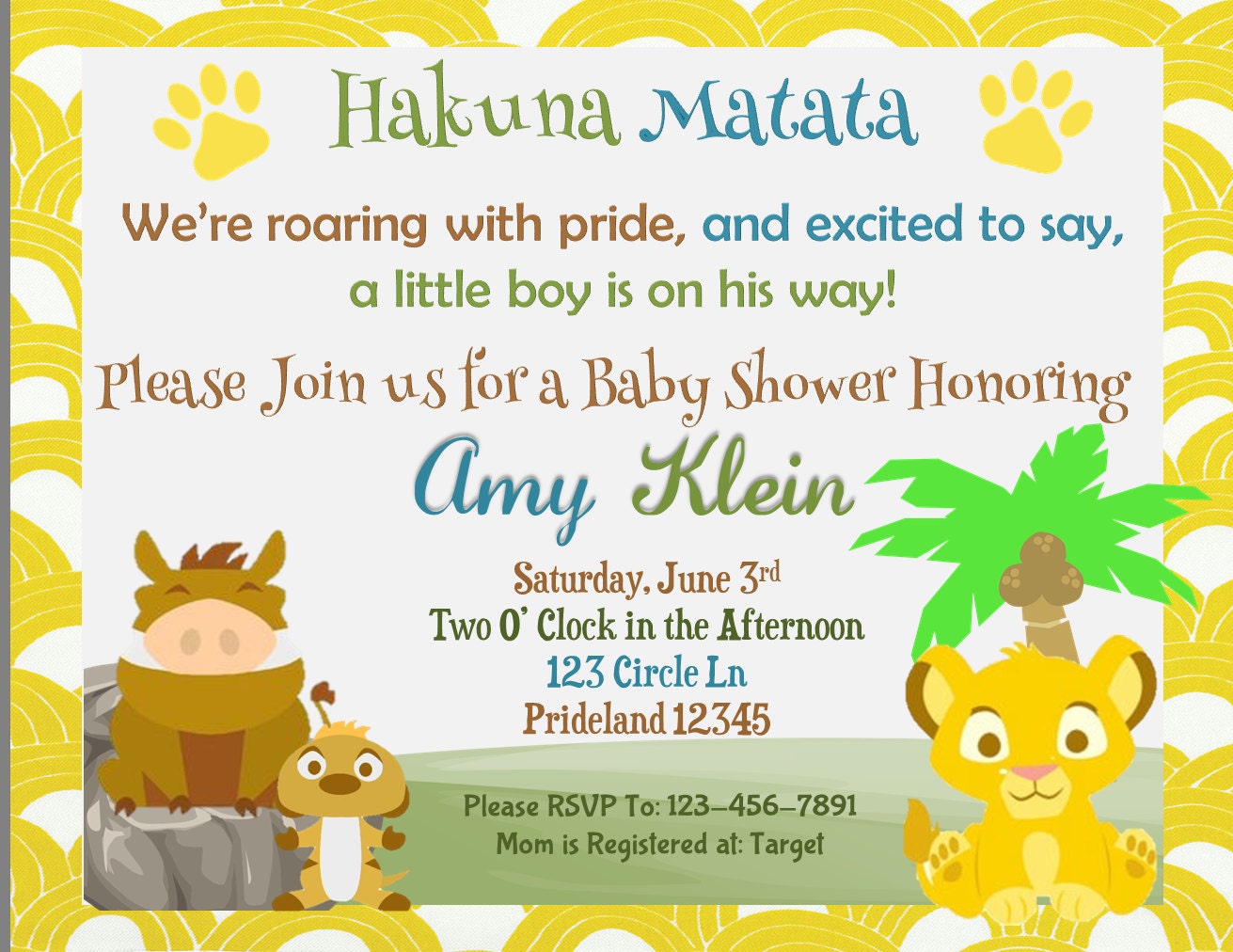 Lion King Baby Shower Invitation