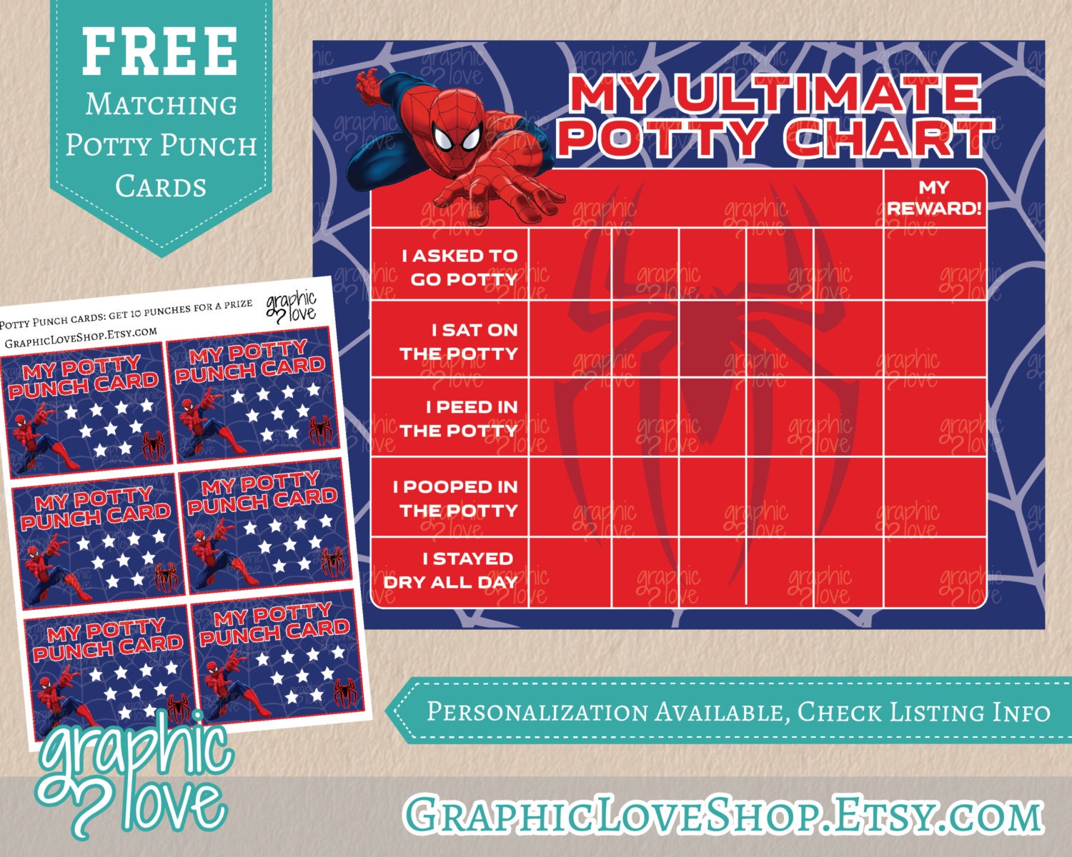 Ultimate Spiderman Potty Training Chart FREE Punch Cards