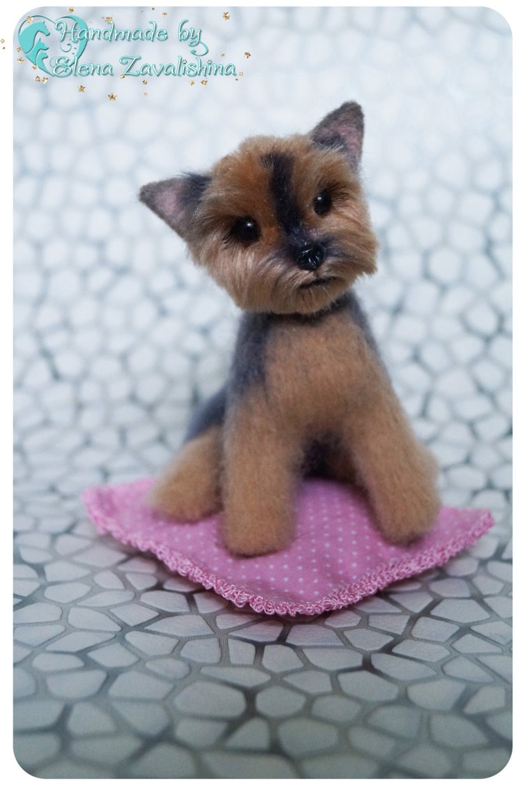 Miniature felt dog/Yorkie/Felted Yorkie/Needle by Felteddoggie