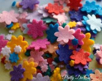 Mixed Mini Felt Flower Packs, Mixed Coloured Flowers, Die Cut Craft Embellishments