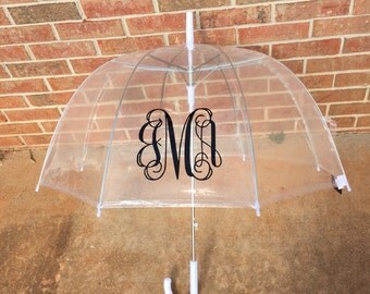 Custom Monogram Clear Umbrella Dome Monogrammed Birthday Gift Valentine Gift Christmas Gift