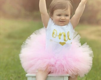First Birthday Girl Outfit ~ Tutu Outfit ~ Baby Girl One ~ Girl Birthday Cake Smash ~ Baby Girl onesie ~ First Birthday Outfit Girl