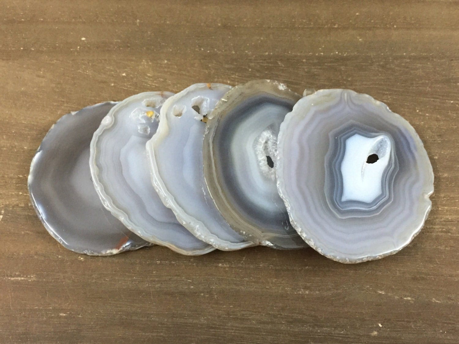 Large Agate Slices Gray Agate Coaster Large Agate Druzy Slice
