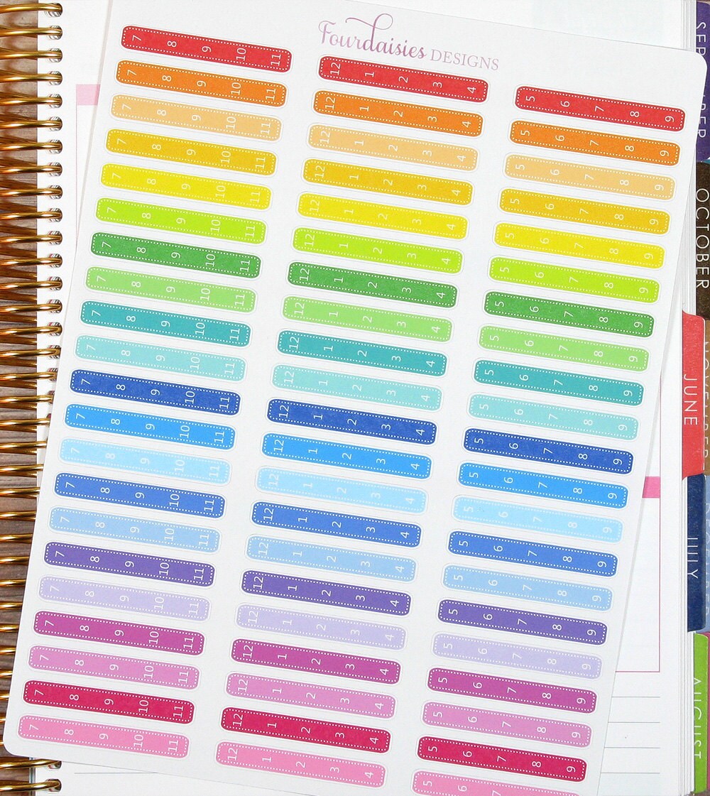 63 Hourly Planner Stickers for Erin Condren by FourDaisiesDesigns