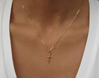 Gold Cross Necklace, Cross Jewelry, Best Friend Birthday Gift, Dainty Cross Necklace Woman, Gift for Her, Gold Cross Pendant, Cross Gifts