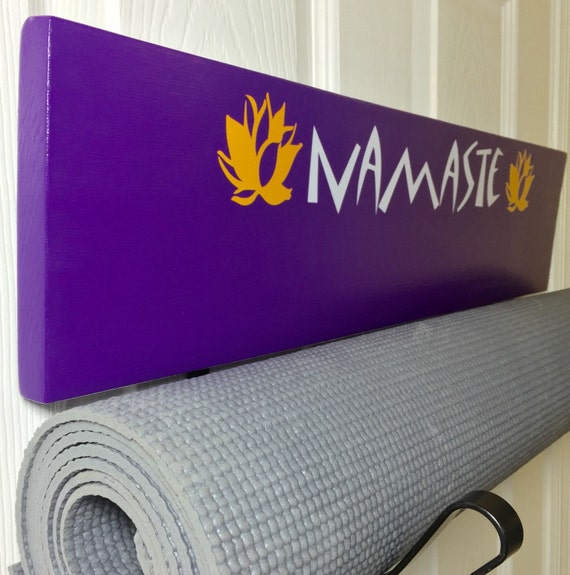 yoga home gifts purple yoga mat holder yellow lotus by YogaWares