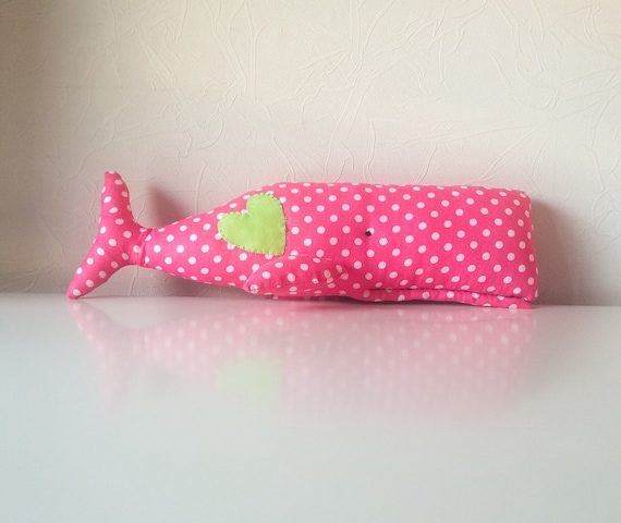 Stuffed whale, soft red whale, whale toy, whale decor