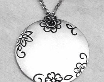 Hand Engraved Sterling Silver Necklace.