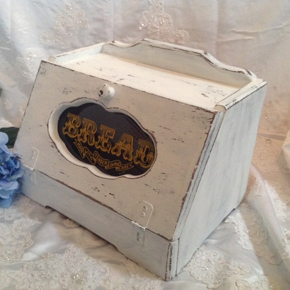 Wooden Bread Box Vintage Wood Breadbox Shabby by Upcycledfairies