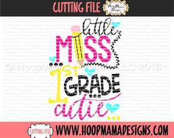 Little Miss 1st Grade Cutie SVG DFX EPS and png Files for Cutting Machines Cameo or Cricut Back to School First Day Of School