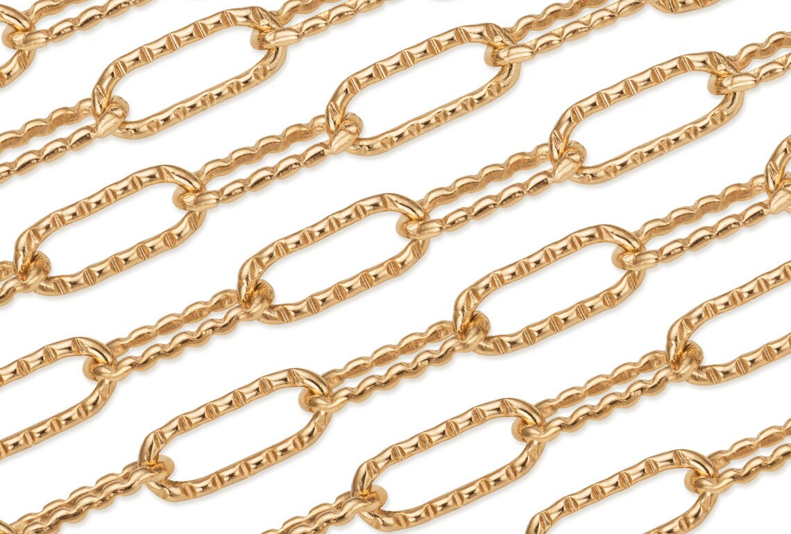 1 FT 5.2x2.4 mm 14K Gold Filled Textured Drawn Cable Chain 24