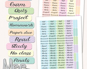 Sale Printable school,study,college planner stickers/Student Planner Stickers/School Planner stickers,pastel