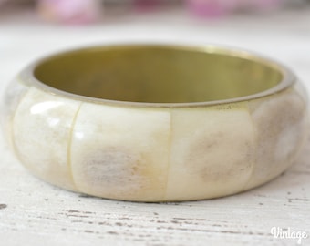 Vintage Original Bone and Brass Bangle